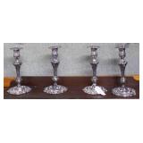Four Silver-plate 11" H Candlesticks