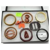 Bakelite bracelets, Scottie Dg, buttons & buckle
