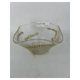 Yellow and White Swirl Art Glass Vase 8" x 4"