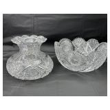 Fluted squat vase & Cut crystal center bowl