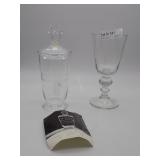 Two pcs Glassware Steuben Covered Urn 8.5" H with