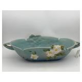 Roseville White Rose 14" handled center bowl
