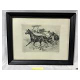 Framed Pencil Sketch "Dan Patch" Signed R. H. Pola