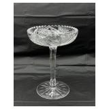 Pedestal etched cut crystal 8.25" H