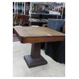 Walnut top card table with Mahogany square base wi