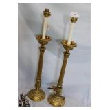 Pair solid brass banquet lamps 35" overall - appro