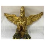 Wood goose with gold paint wall hanger - Made in