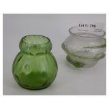 Kralik ? Art Glass Bowl and Art Nouveau Green Irid