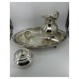 Four pcs Silverplate incl 20" wide Serving Tray, S