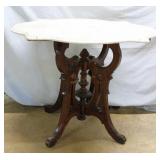 Marble turtle top lamp table with ornate base 36"