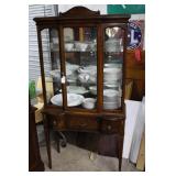 Inlaid display cabinet with bow front drawers, tap