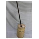 Four gallon stoneware churn with agitator 44" H