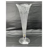 Brilliant fluted crystal vase 18" H chip to rim