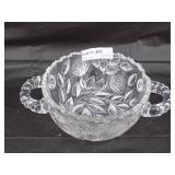 Double Handled Cut Glass Rose Bowl