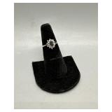 14kt Sapphire & Diamond Cluster Ring  Sz6 -