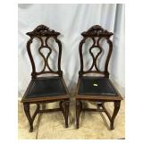 Pair of High Relief Side Chairs with Dragon Adornm