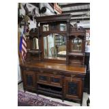 Beveled Victorian mirrored back sideboard 71" x 22