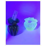 Two Art Nouveau Vases: Uranium Ruffle top and Gree