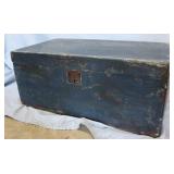 Wooden flat top storage paint in blue paint 26" x