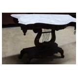 Marble entry table half turtle top design, floral