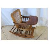 Youth convertible high chair rocker with cane seat