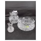 Three pc Waterford: 3" Vase, Footed Bowl, and Arch
