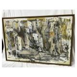1970s Abstract Acrylic on Canvas Artist signed low