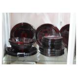 55+ pcs Cranberry dinnerware