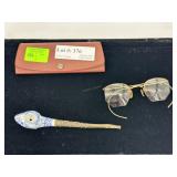 4 pairs GP antique eyeglasses & Brass Elephant pip