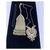Chain mail purse, & hand hammered heart necklace