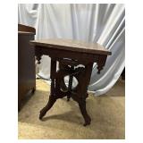 Walnut Eastlake Victorian rectangular burgundy top