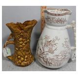 McCoy grape pitcher & English brown transferware p