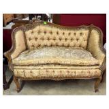 Victorian Parlor love seat depicting winged lion w