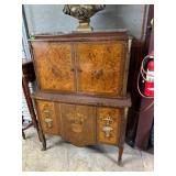 Marble top step back Cognac cabinet 40" x 18" x 24
