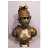 Brass bust of helmet Roman soldier signed C> Cerib