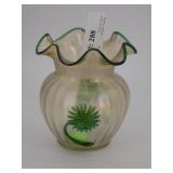 Kralik Art Nouveau Iridescent Ruffle top Vase with