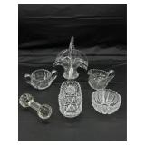 Six pc Cut Crystal - Basket, Berry Bowl, Olive Tra