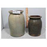 Two stoneware crocks 8" h & 10" H