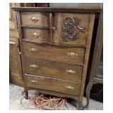 Oak Upright Wardrobe with Brass Hardware - 47" x 1