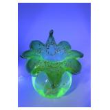 Vaseline glass Jack in the pulpit vases w yellow &