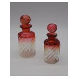 Two amethyst Czech Harrach ground bottom bottles