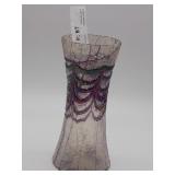 Kralik Czech Iridescent art glass vase with amethy