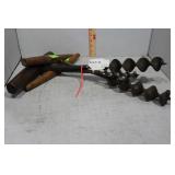 Three Barn builder drills with wood handle 19" L