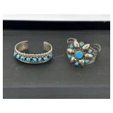 Two Sterling & turquoise bracelets