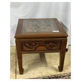 Chinese High Relief Side Table - 22" x 22" x 22"