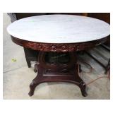 Harp base oval marble top