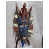African Painted Mask in blue and red