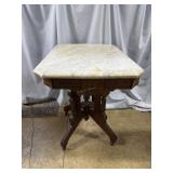 Rectangular cut corner marble top Victorian table
