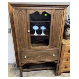 Oak China Cabinet with Single Drawer with three sh