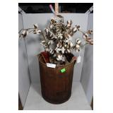 Wooden chipping keg with cotton contents 17" x 13"